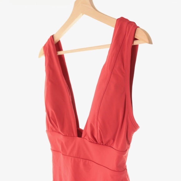 NWOT Andie Swim The Mykonos Plunge Neck Cherry Red Eco Nylon One Piece Womens M - Picture 5 of 9